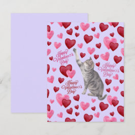 Cat Hearts Valentine’s Day Card in Purple Notitiekaartje