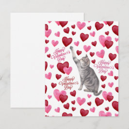 Cat Hearts Valentine’s Day Card in White Notitiekaartje