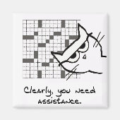 Cat Helpt met het kruiswoord - Funny Cat Magnet (Voorkant)