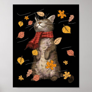 Cat Herfst Breeze Kitten Kitty Cat Lover Poster