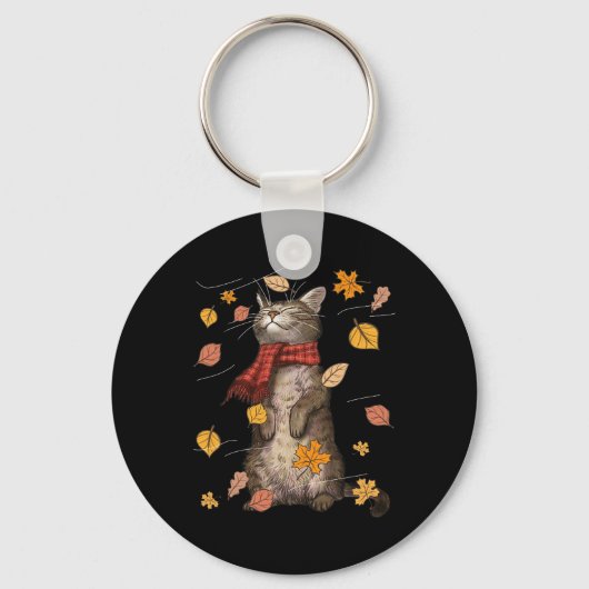 Cat Herfst Breeze Kitten Kitty Cat Lover Sleutelhanger (Voorkant)