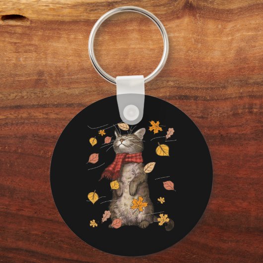 Cat Herfst Breeze Kitten Kitty Cat Lover Sleutelhanger (Voorkant)