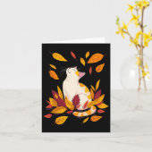 Cat Herfst Hallo Thanksgiving Leaf Tree Kaart (Gele Bloem)
