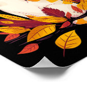 Cat Herfst Hallo Thanksgiving Leaf Tree Poster (Hoek)