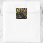 Cat Hiding In Flowers beroemd gemaakt door Louis W Vierkante Sticker (Tas)