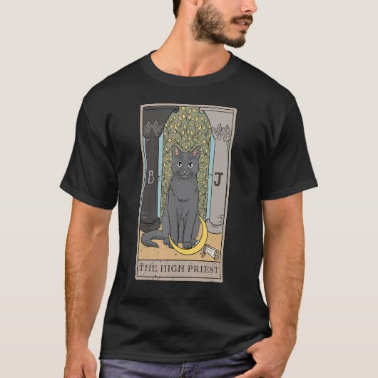 Cat High Priest Tarot Card for a Tarot Card Reader T-shirt (Voorkant)