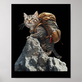 Cat Hiking Men Women Kids  Poster