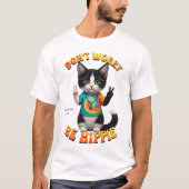 Cat Hippie Boho Peace Groovy Personaliseer Custom T-shirt (Voorkant)