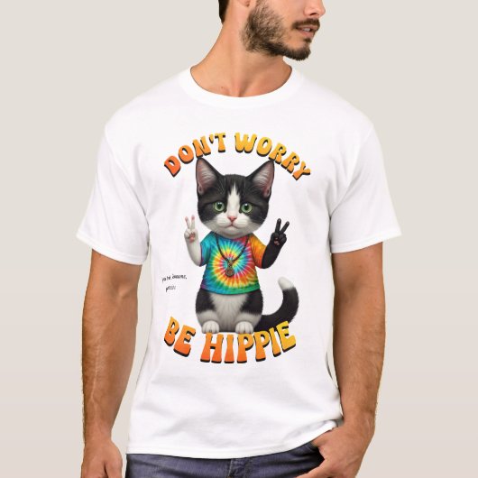 Cat Hippie Boho Peace Groovy Personaliseer Custom T-shirt (Voorkant)