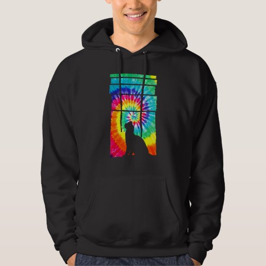 Cat Hippie Tie Dye Cat   Hoodie (Voorkant)