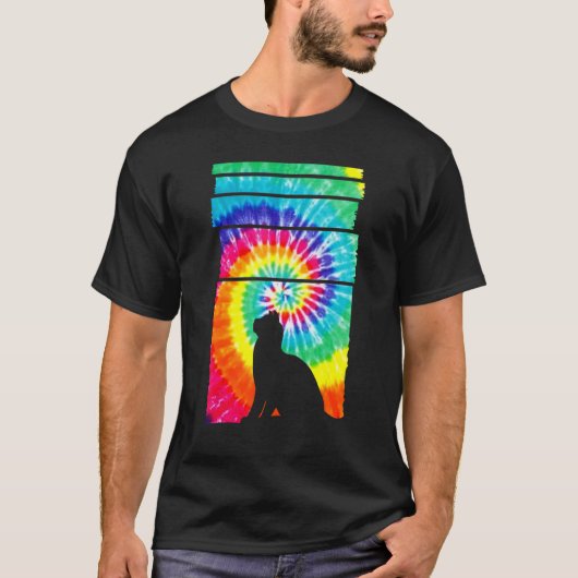 Cat Hippie Tie Dye Cat T-shirt (Voorkant)