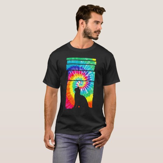 Cat Hippie Tie Dye Cat   T-shirt (Voorkant volledig)