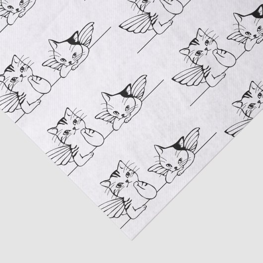 CAT-HOEKEN ZWARTE EN WITTE WEEFSELPAPIER TISSUEPAPIER (Detail)