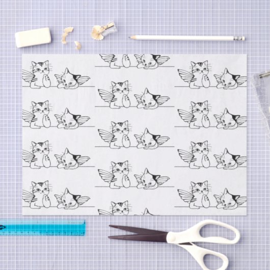 CAT-HOEKEN ZWARTE EN WITTE WEEFSELPAPIER TISSUEPAPIER (Craft)