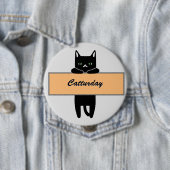 Cat holding a sign Button Badge (In situ)