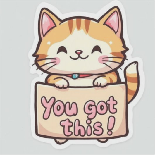 Cat Holding a Sign Sticker (Voorkant)