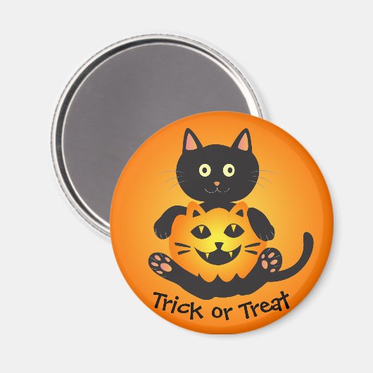 Cat Holding Jack-o'-Lantern Magneet (Voorkant / Achterkant)