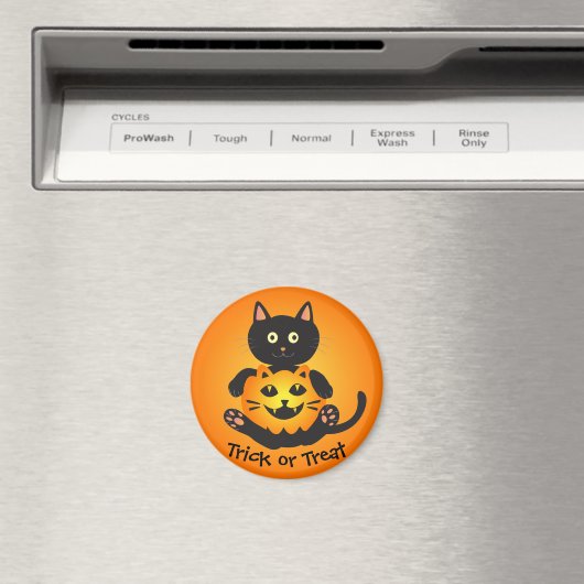Cat Holding Jack-o'-Lantern Magneet (Insitu (Vaatwasser))