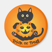 Cat Holding Jack-o'-Lantern Magneet (Voorkant)