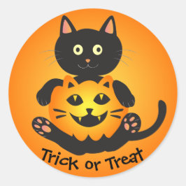 Cat Holding Jack-o'-Lantern Ronde Sticker