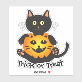 Cat Holding Jack-o'-Lantern Sticker