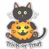 Cat Holding Jack-o'-Lantern Sticker (Voorkant)