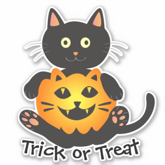 Cat Holding Jack-o'-Lantern Sticker (Voorkant)