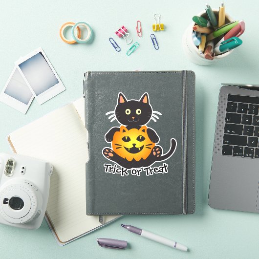 Cat Holding Jack-o'-Lantern Sticker (iPad Cover)