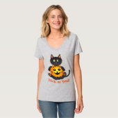 Cat Holding Jack-o'-Lantern T-shirt (Voorkant volledig)
