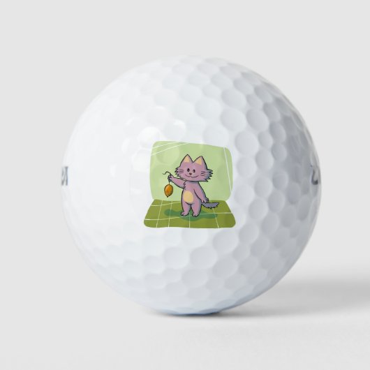 Cat Holding Mouse Smile glimlachend Happy Fun Joy Golfballen (Voorkant)