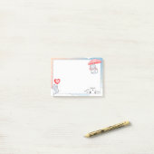 Cat Holding Umbrella Heart Ballon Flying in Sky Post-it® Notes (Op bureau)