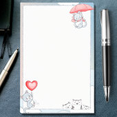 Cat Holding Umbrella Heart Ballon Flying in Sky Post-it® Notes