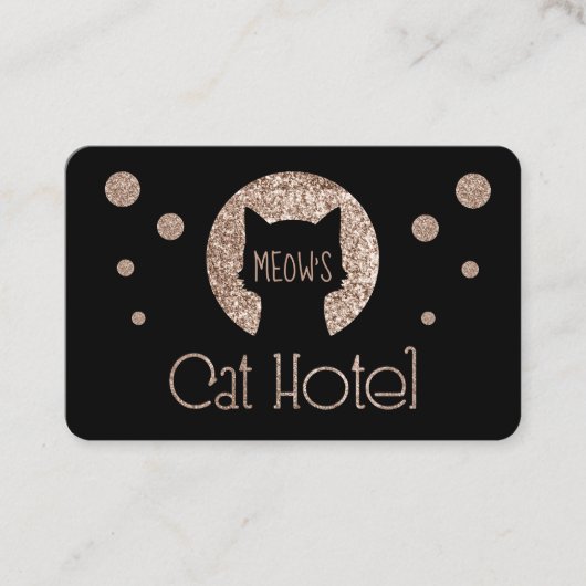 Cat Hotel Golden Glitter Logo Visitekaartje (Voorkant)