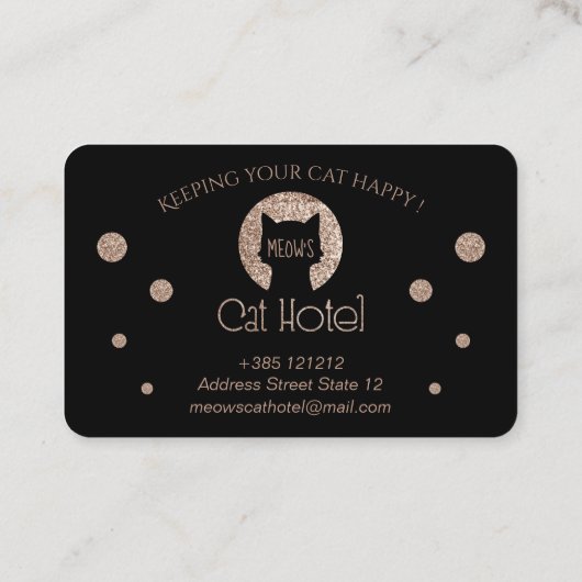 Cat Hotel Golden Glitter Logo Visitekaartje (Achterkant)