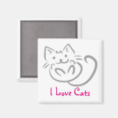 Cat Hug I Love Cats Magnet (Voorkant / Achterkant)