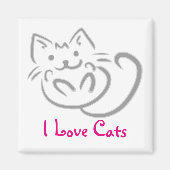 Cat Hug I Love Cats Magnet (Voorkant)
