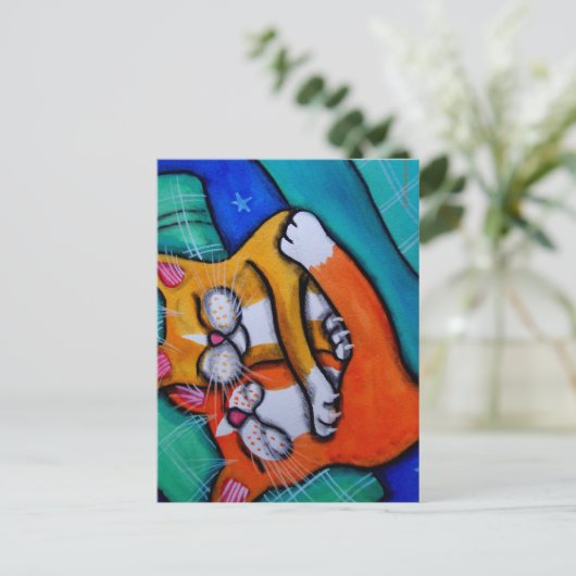 Cat Hugs Briefkaart (Staand voorkant)