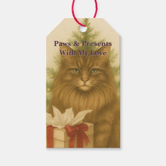 Cat Humor Christmas Cadeaulabel (Voorkant)