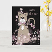 Cat Humor Verjaardag Kaart (Gele Bloem)