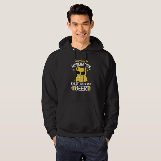 Cat I Everything In Moderation Except Cats and Bee Hoodie (Voorkant volledig)