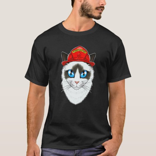 Cat I Fireman Cat I Firefighter Ragdoll Cat T-shirt (Voorkant)