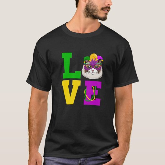 Cat I Love Mardi Gras Costume Pet Cat Kitten Lover T-shirt (Voorkant)