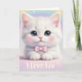 Cat I Love You Cute Birthday Valentine's Day Kaart (Voorkant)