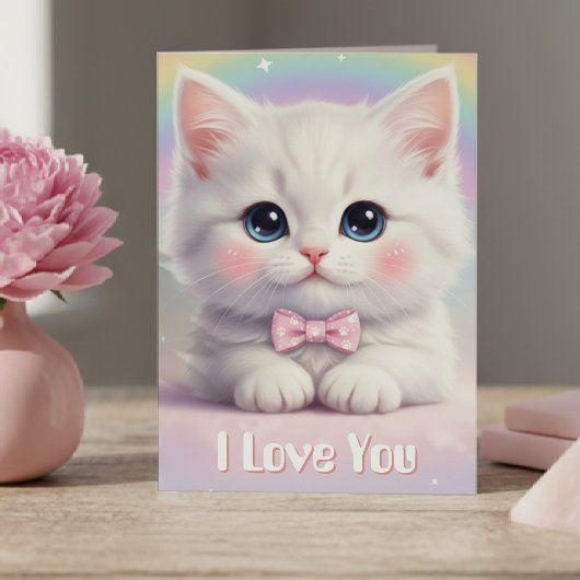 Cat I Love You Cute Birthday Valentine's Day Kaart