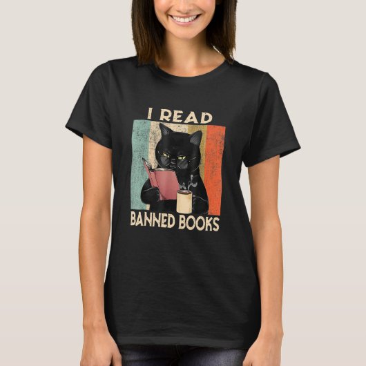 Cat I Read Banned Books Bookworms Reading Book 1 T-shirt (Voorkant)
