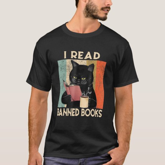 Cat I Read Banned Books Bookworms Reading Book 1 T-shirt (Voorkant)