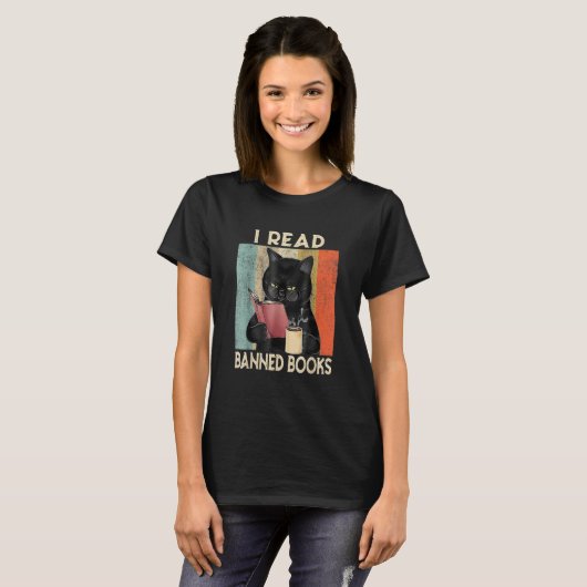 Cat I Read Banned Books  Bookworms Reading Book 4 T-shirt (Voorkant volledig)