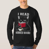 Cat I Read Banned Books Bookworms Reading Book T-shirt (Voorkant)