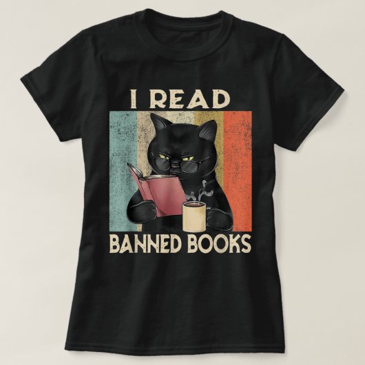 Cat I Read Banned Books Funny Bookworms Reading Bo T-shirt (Design voorkant)