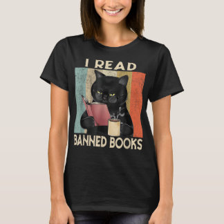 Cat I Read Banned Books Funny Bookworms Reading Bo T-shirt